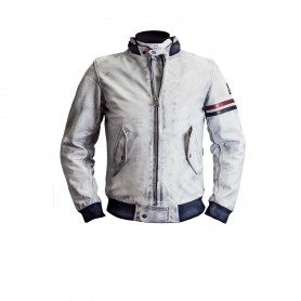 Blousons Hommes HELSTONS BLOUSON HELSTONS NOVA CUIR CRUST BLANC 20180002 BLC