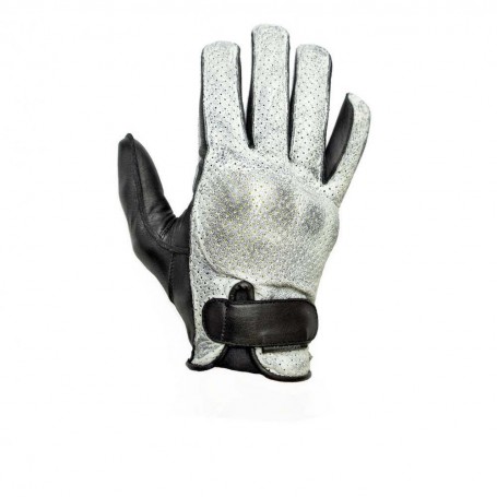 Gants Hommes HELSTONS GANTS HELSTONS MIZO ÉTÉ CUIR SOFT PERFORÉ BLANC-NOIR 20180029 BNO