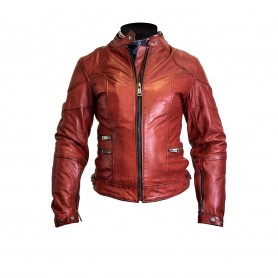 Blousons Femmes HELSTONS BLOUSON HELSTONS PAT FEMME CUIR SOFT ROUGE 20180013 R