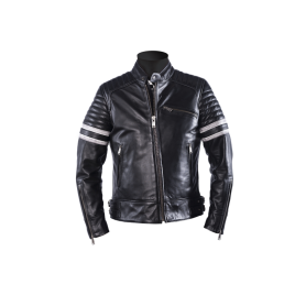 Blousons Hommes HELSTONS BLOUSON HELSTONS YUKON CUIR RAG NOIR-BLANC 20180060 NBC