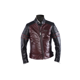 Blousons Hommes HELSTONS BLOUSON HELSTONS YUKON CUIR RAG BORDEAUX-NOIR 20180060 BNR