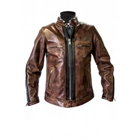 Blousons Hommes HELSTONS BLOUSON HELSTONS RANDALL CUIR RAG CAMEL-NOIR 20180057 CN