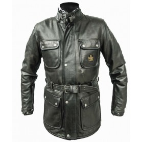 Blousons Hommes HELSTONS BLOUSON HELSTONS HUNTER CUIR RAG KAKI 20180055 K