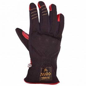 Women's Gloves HELSTONS GANTS HELSTONS ONE LADY HIVER TISSU TECHNIQUE-CUIR NOIR-ROUGE FEMME 20180086 NR