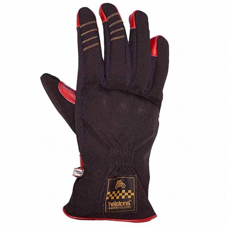 Gants Femmes HELSTONS GANTS HELSTONS ONE LADY HIVER TISSU TECHNIQUE-CUIR NOIR-ROUGE FEMME 20180086 NR