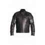 Blousons Hommes HELSTONS BLOUSON HELSTONS JERSEY CUIR NOIR GRIS 20190030 NGR