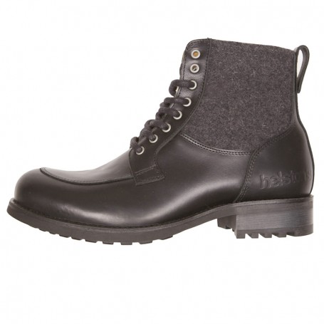 Men's Boots HELSTONS DEMI-BOTTES HELSTONS OXFORD CUIR ANILINE & LAINE NOIR GRIS 20190043 NGR