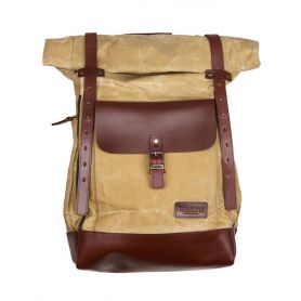 Bags HELSTONS HELSTONS BACK PACK CITY (SAC À DOS) TOILE-CUIR BEIGE-NOIR 20190057 BM