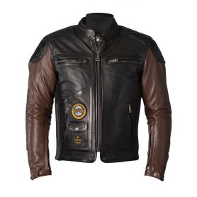 Blousons Hommes HELSTONS BLOUSON HELSTONS TRACKER CUIR RAG NOIR-CAMEL