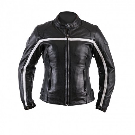 Women's Jackets HELSTONS BLOUSON HELSTONS DAYTONA FEMME CUIR RAG NOIR-BLANC 20150023 NO